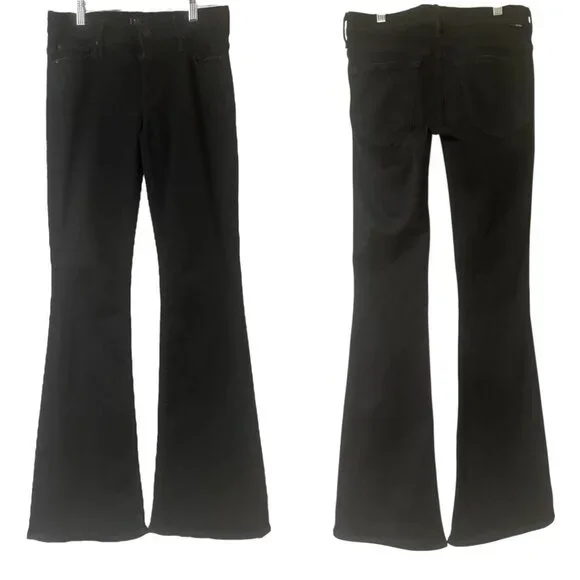 Mother The Cruiser Flare Jeans In Not Guilty Size 27 Stretch Black Denim - Picture 12 of 13